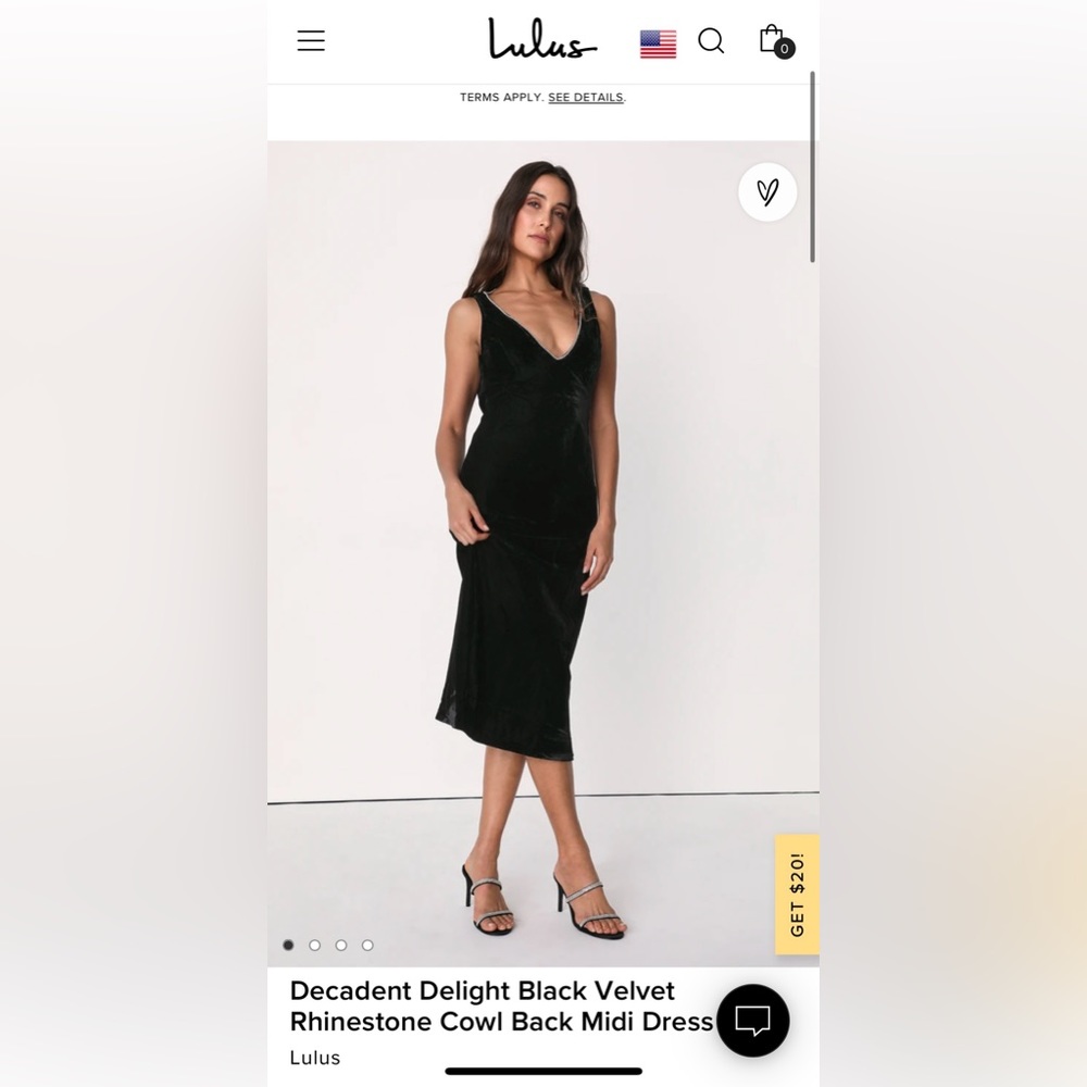 Lulu’s Decadent Delight Black Velvet Rhinestone Cowl Back Midi Dress
